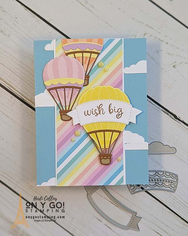 Use the Hot Air Balloon dies with the Hot Air Balloon stamp set to create a beautiful handmade card. 