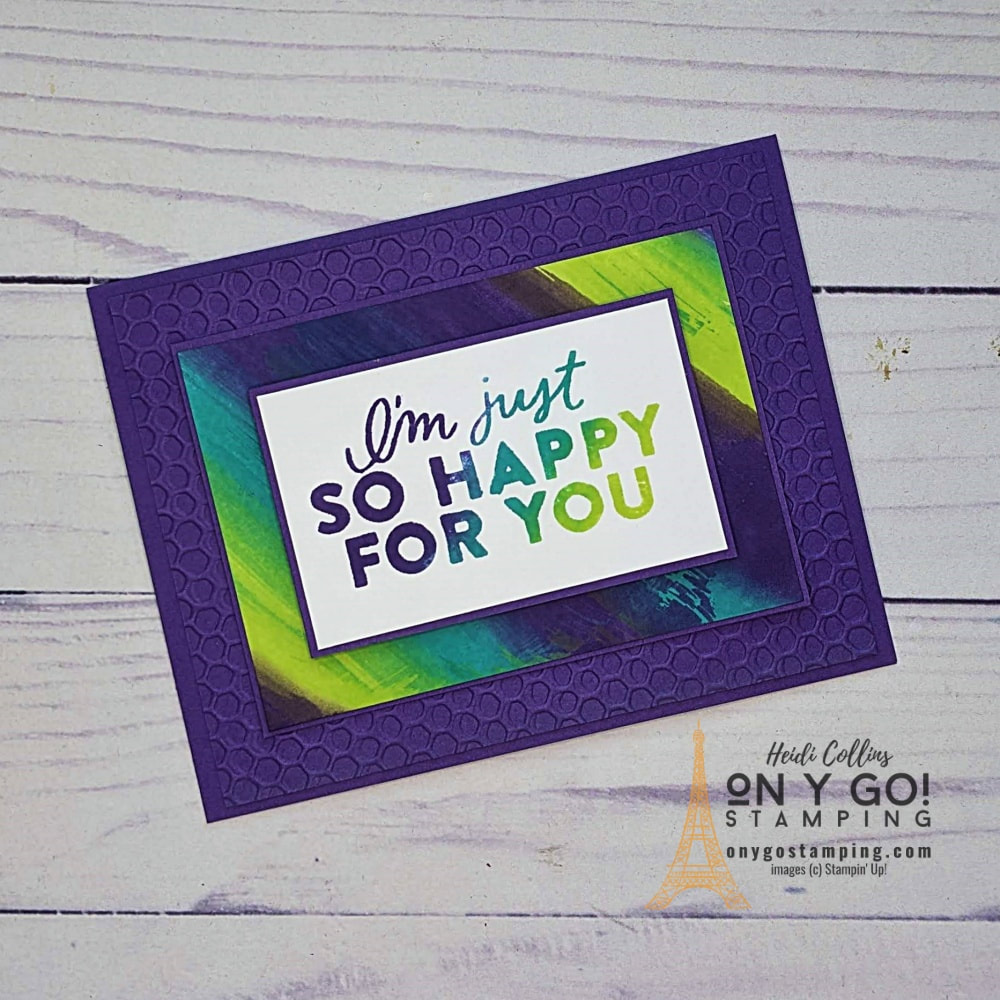 Fun handmade card using the baby wipe rubber stamping technique and the Good Feelings stamp set from Stampin' Up!®