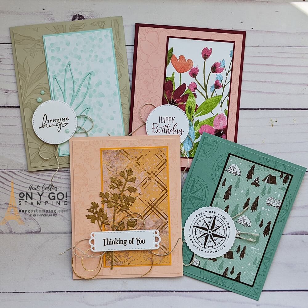 Use a simple card sketch, Versamark ink, and patterned paper to create a quick and easy card for any occasion. See lots of card samples!