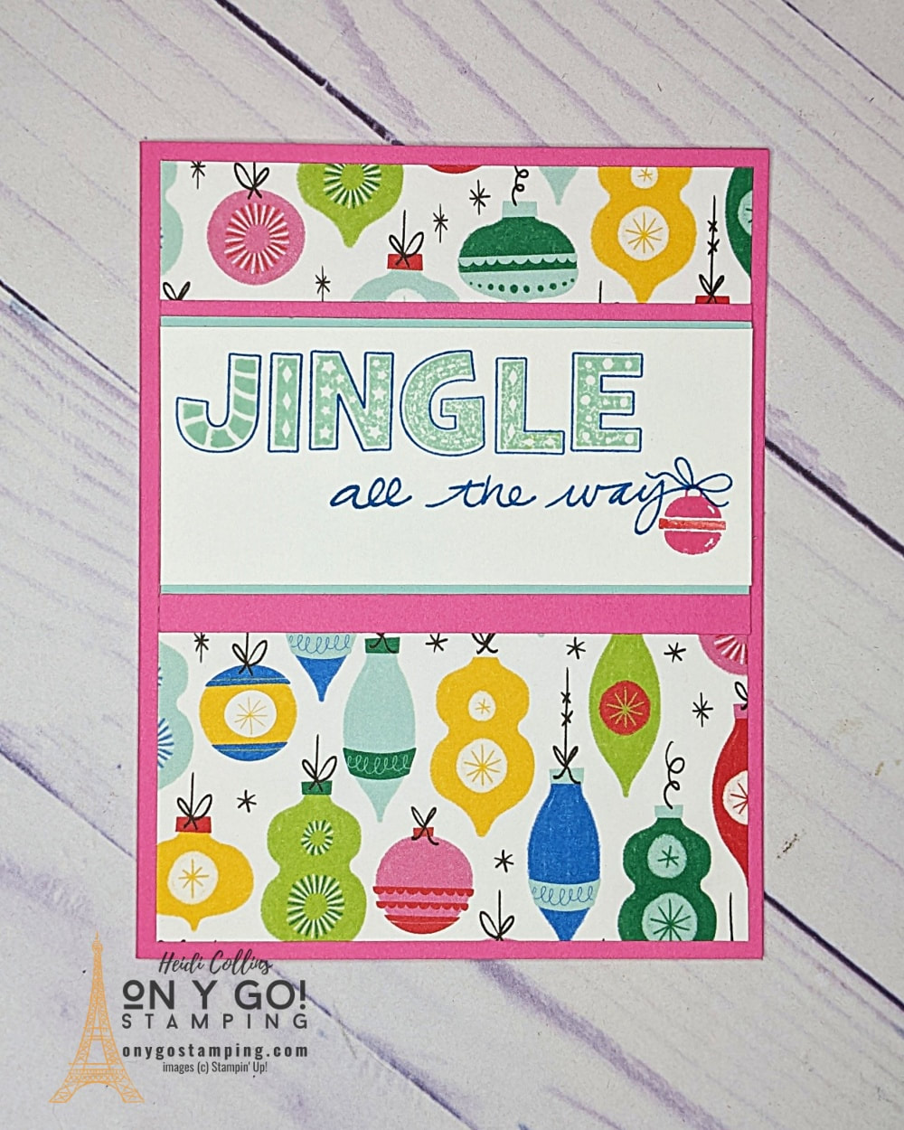 Create a handmade Christmas card with patterned paper and the Jingle Jingle Jingle stamp set from Stampin' Up!®