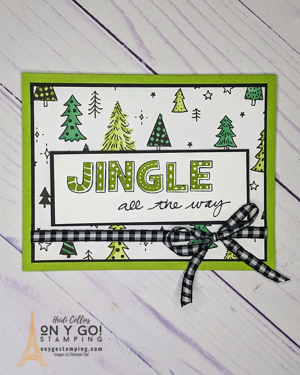 Create a shabby chic Christmas card with the Jingle Jingle Jingle stamp set and Celebrate Everything patterned paper from Stampin' Up!®