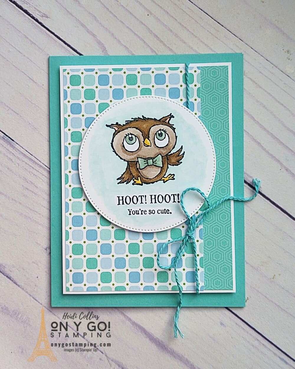 Create a handmade card with the Adorable Owls stamp set to welcome a new baby. During Sale-A-Bration 2023, these stamps will be free with a $50 order.