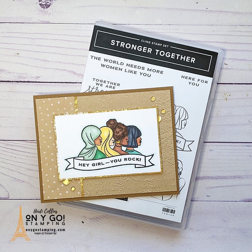 Hey girl - you rock! This great multi-cultural stamp image is from Stampin' Up!'s® Stronger together stamp set. 