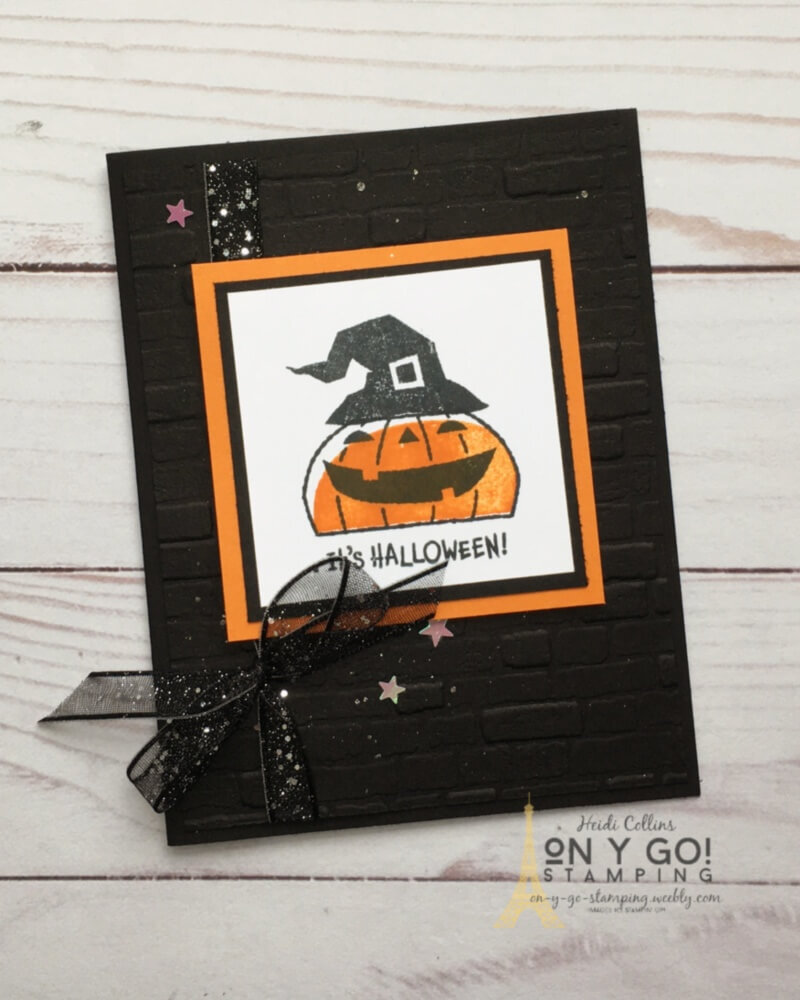 Fun Halloween card idea with the Clever Cats stamp set from Stampin' Up! This cute cat has a witch's hat to to celebrate the day.