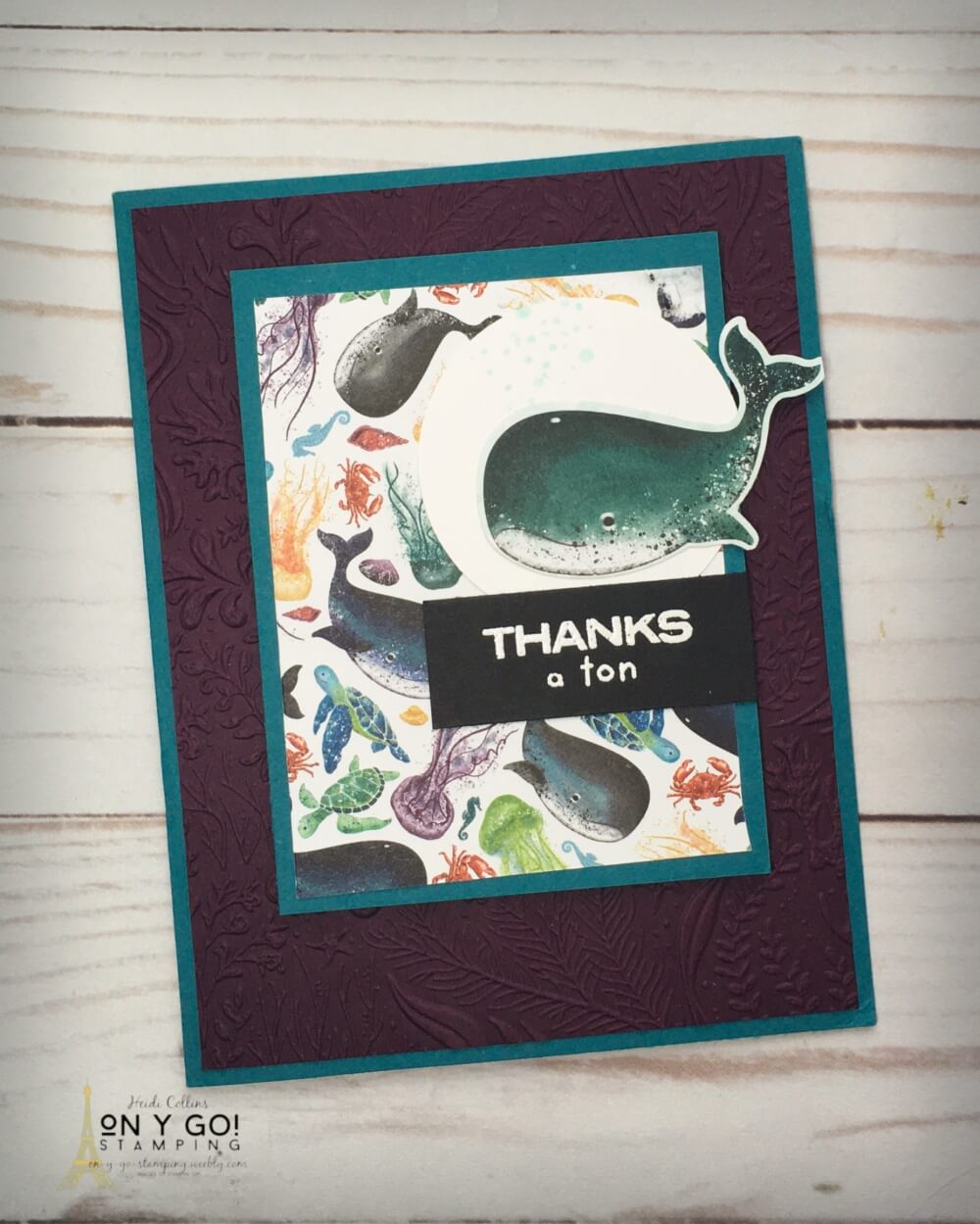 Nautical thank you card made with the Whale Done stamp set and coordinating patterned paper from Stampin' Up!