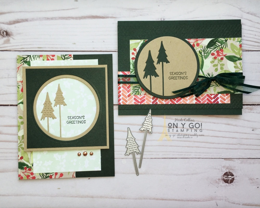 Christmas card ideas using paper scraps from die cutting and the gorgeous Painted Christmas patterned paper from Stampin' Up!
