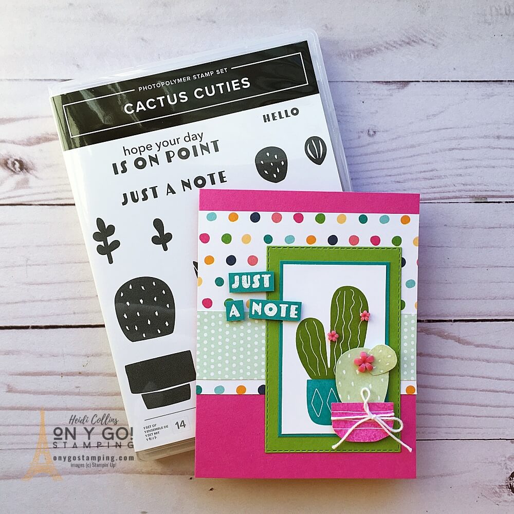 Colorful handmade card idea with the Cactus Cuties stamp set from Stampin' Up! These cards are sure to brighten someone's day!