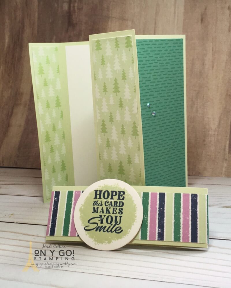 Easy to make fun fold card with the In Your Words stamp set and Penguin Playmates patterned paper from Stampin' Up! Both of these items are available for FREE during Sale-A-bration 2021.