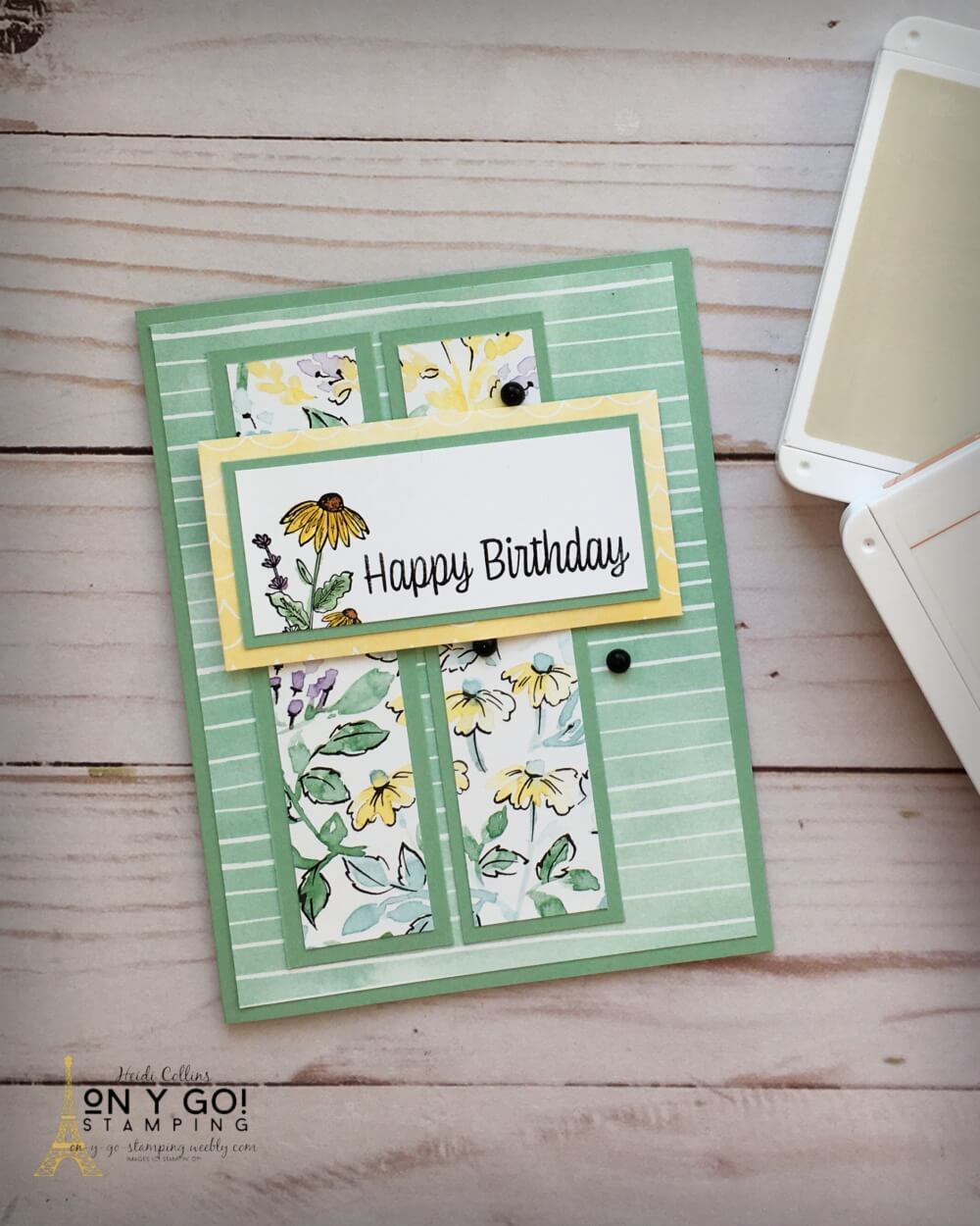 Beautiful floral birthday card with the Dragonfly Garden stamp set and Hand-Penned patterned paper. This quick and easy card will brighten anyone's day!