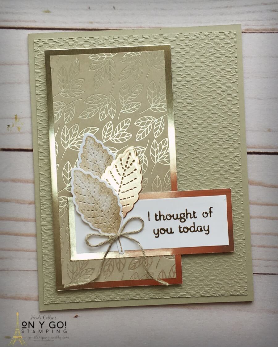 Need a card to tell someone you care that's not too sappy but still solemn enough for the occasion? This handmade thinking of you card is perfect! Plus, it's quick and easy to make.