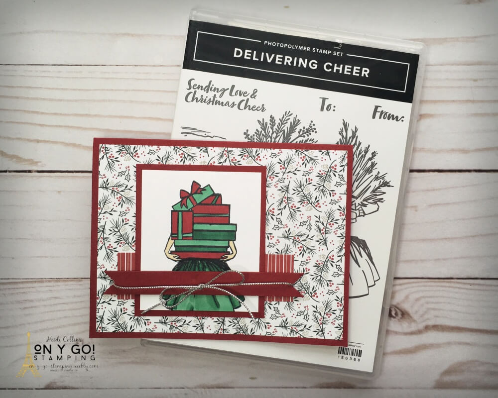 Christmas card idea with the NEW Delivering Cheer stamp set from the 2021 August-December Mini Catalog from Stampin' Up! See more samples of this fun card design based on a simple card sketch.