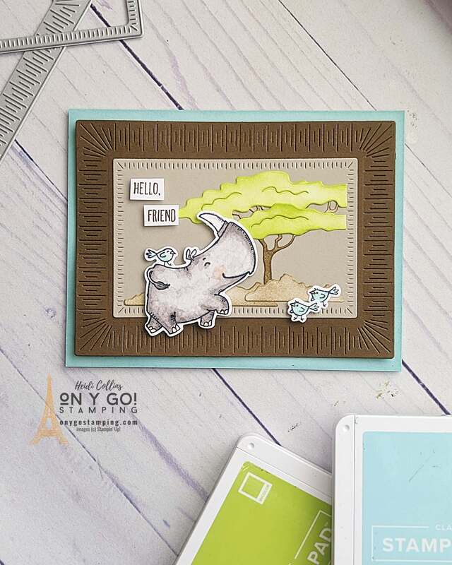 Looking for creative ideas for handmade cards? The Rhino Ready stamp set from Stampin' Up! is a great way to add a unique touch to any cardmaking project. With its combination of fun, whimsical patterns and colors, you can create endless possibilities for unique and special cards that your friends and family will love. So grab your Rhino Ready stamp set today and let your imagination run wild!