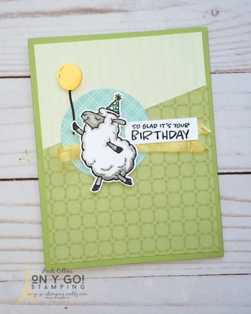 Birthday card with the Counting Sheep stamp set and Sheep dies from Stampin' Up! Get these stamps free during Sale-A-Bration 2021. Who would you send this handmade birthday card to?