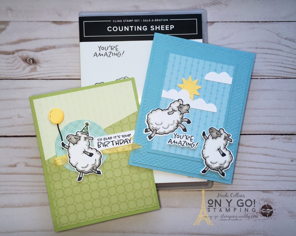 Handmade card ideas with the Counting Sheep stamp set and dies. Get these stamps free during Sale-A-Bration 2021 from Stampin' Up!