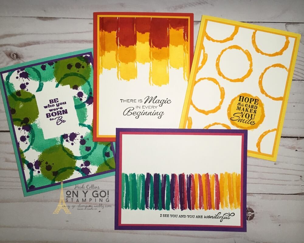 Lots of card ideas with the Texture & Frames stamp set. Use just stamps, ink, and paper to make beautifully bold card designs. These stamps are available for FREE until the end of September as part of Sale-A-Bration 2021.