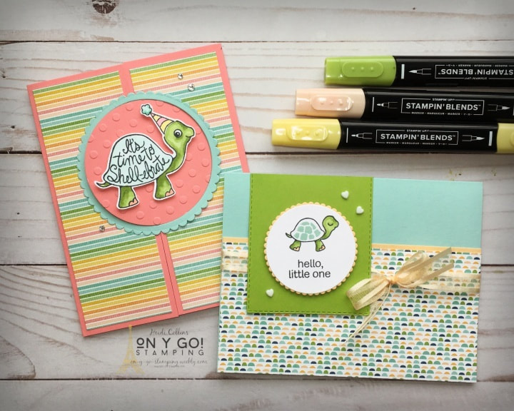 Sweet handmade card designs with Pattern Party patterned paper and the Turtle Friends stamp set from Stampin' Up!