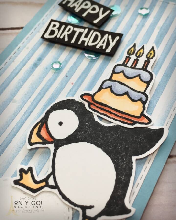 Need an easy birthday gift? Make a cute puffin wine bottle tag and slip it over a bottle of something nice. Or maybe use this on a bottle of bubble bath? or Tequila? 