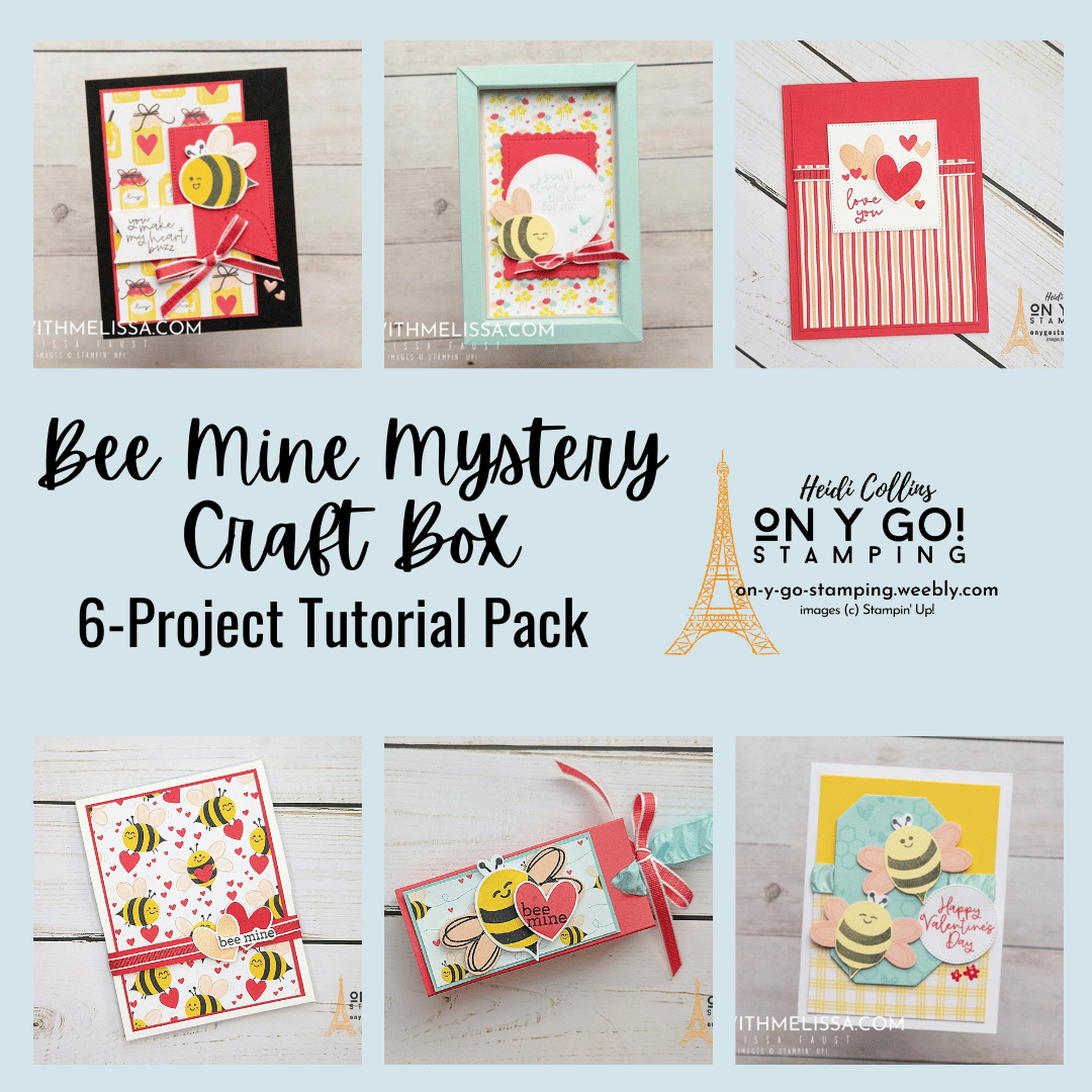 Get the tutorials for the 6 projects from the Bee Mine Mystery Craft Box using the Bee My Valentine stamp set and Bee Builder punch from Stampin' Up!®️