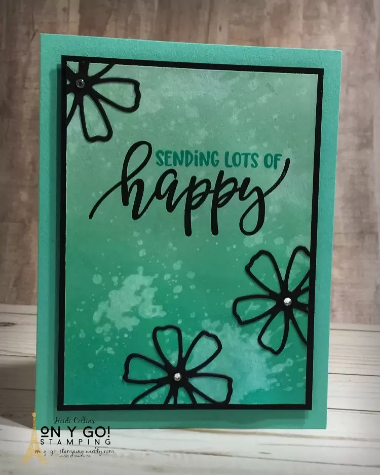 Birthday card idea with water spots on an ink blended ombre background. This fun card idea uses the new Pretty Perennials stamp set and dies from Stampin' Up!