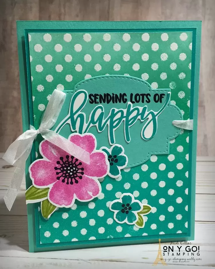 Birthday card idea featuring the emboss resist technique and ink blending. Card sample uses the new Pretty Perennials stamp set and dies from Stampin' Up!'s January-June Mini Catalog.