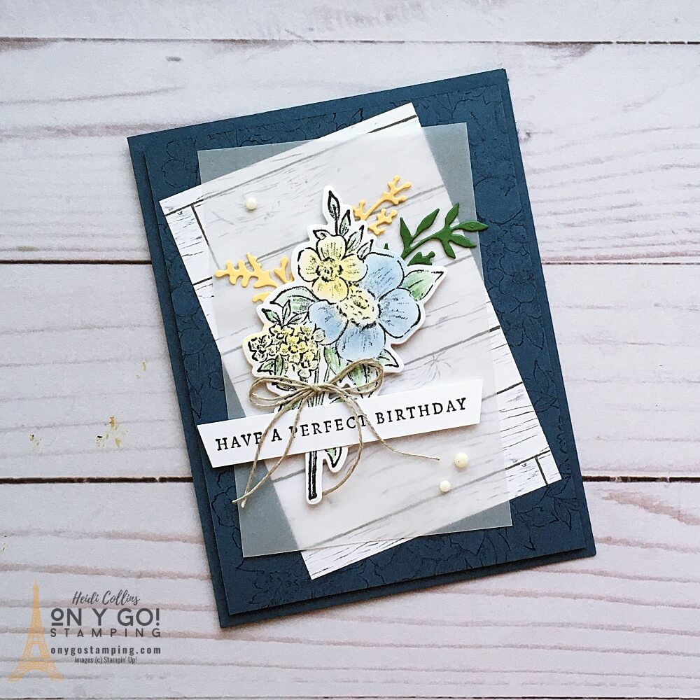Beautiful handmade floral birthday card idea using the Heart & Home suite from Stampin' Up! This handmade birthday card was created by Mary MacKeller.
