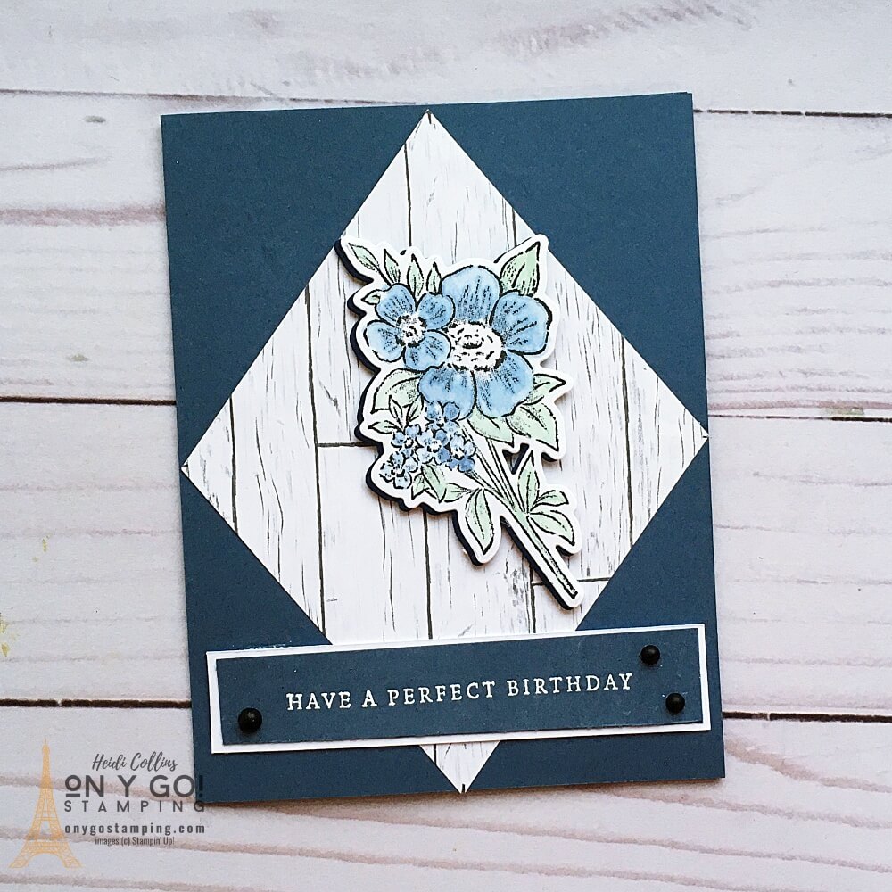 Handmade birthday card idea using the Blessings of Home stamp set from Stampin' Up! Card created by Susan Woollcott.