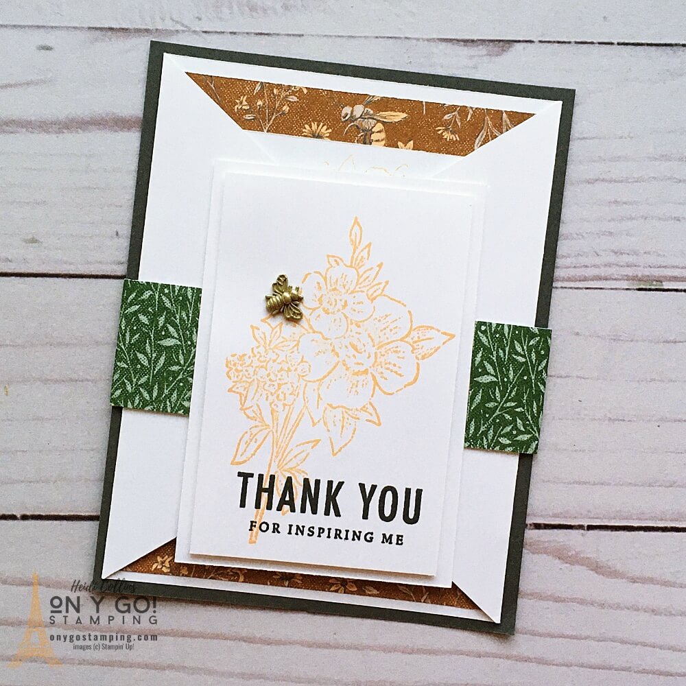 Fun fold thank you card idea with the Heart & Home Suite from Stampin' Up! Sample card made by Ava Yellott.
