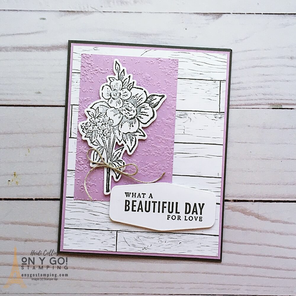 Simple handmade card using the Blessings of Home stamp set and Heart & Home patterned paper. Sample card created by Angela Kay Rademaker.