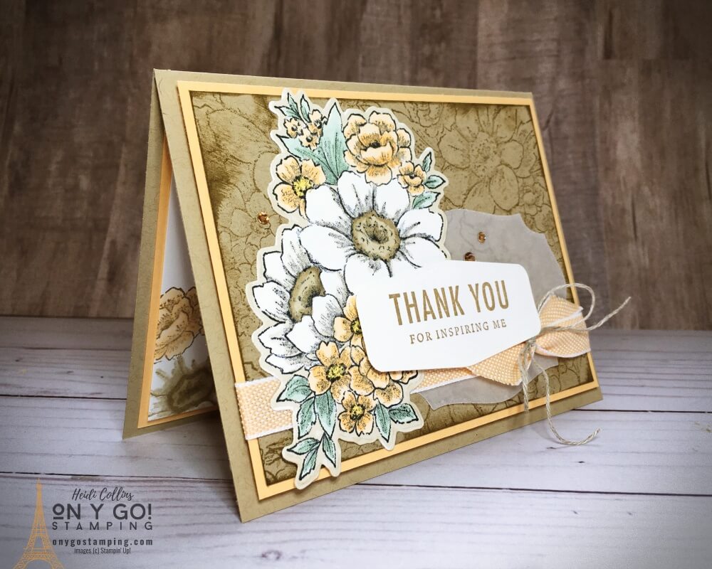 Elegant thank you card design with the Blessings of Home stamp set and dies from Stampin' Up! Get this fabulous new bundle in the NEW January-June Mini Catalog.