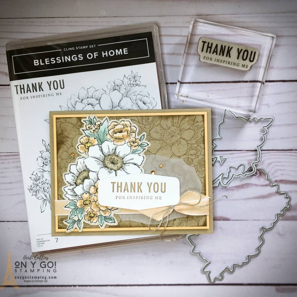 Gorgeous handmade thank you card idea with a sneak peek of the new Blessings of Home stamp set and dies. This gorgeous new bundle will be available from Stampin' Up! in the upcoming January-June 2021 Mini Catalog.