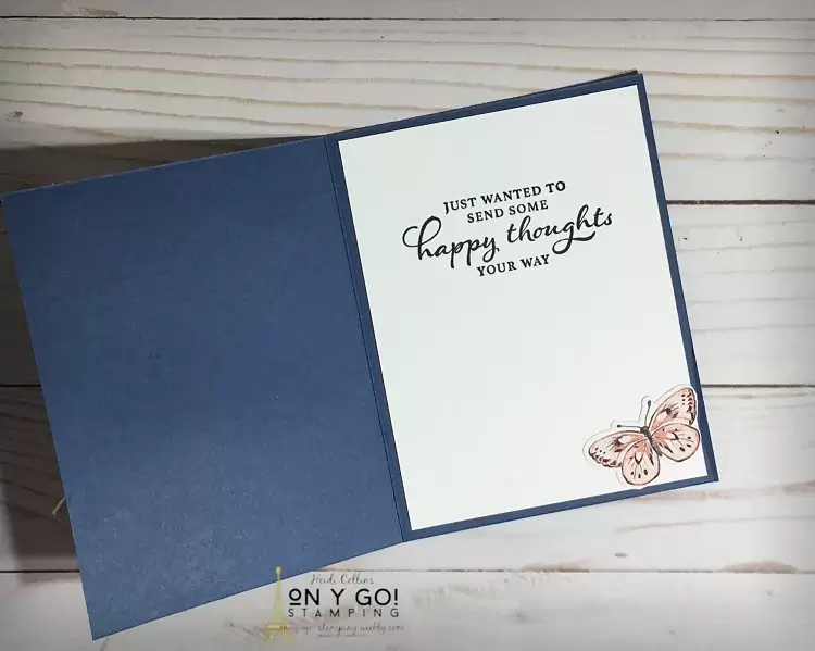 Inside of the Butterfly Brilliance card idea using the Happy Thoughts stamp set from Stampin' Up!