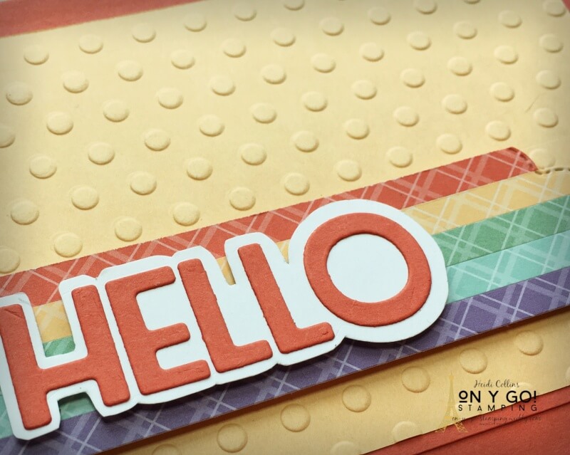 Say hello with this dreamy rainbow card. This summer card idea reminds me of the 70s with its dreamy rainbow of colors and bubble letters. Does this card make you dream of summer?