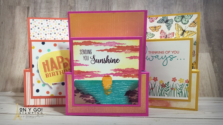 Card making idea for a fun fold card that pops up and stands on its own. Using stamps and patterned paper from Stampin' Up!