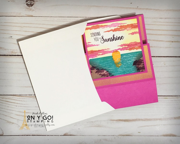 How to mail this fun fold box card made with the Sending Sunshine stamp set and Artistry Blooms Designer Series Paper