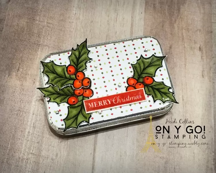 Decorated tin that is perfectly sized to be a gift card holder. Perfect for Christmas, Hanukkah, or other holidays!
