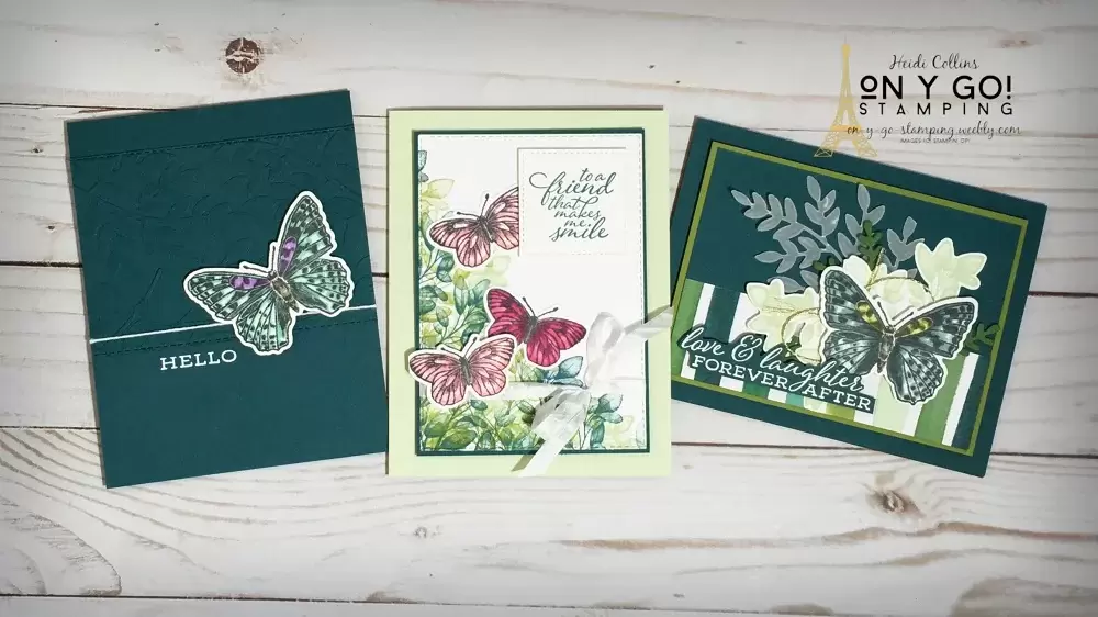3 Spring card designs using the Butterfly Brilliance and Forever Ferns stamp sets from Stampin' Up!