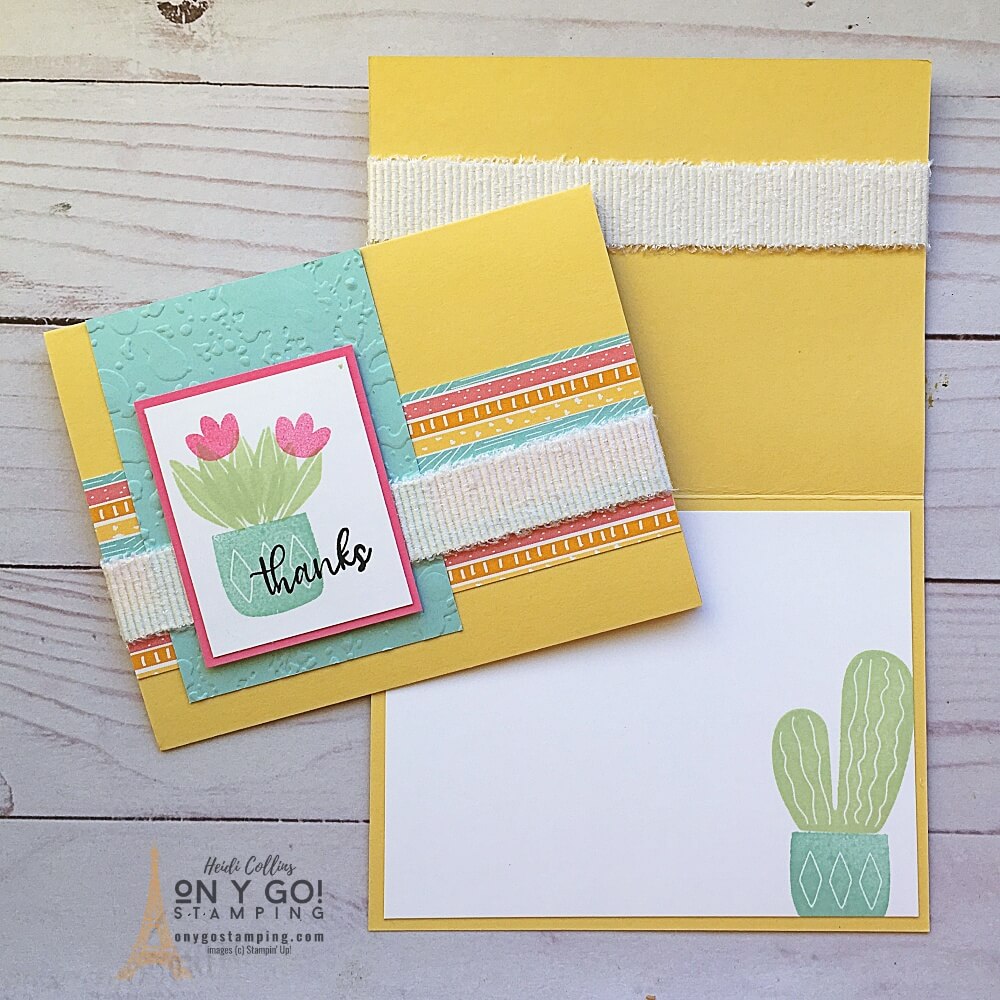 Bright and cheery handmade thank you card with the new Cactus Cuties stamp set from Stampin' Up!