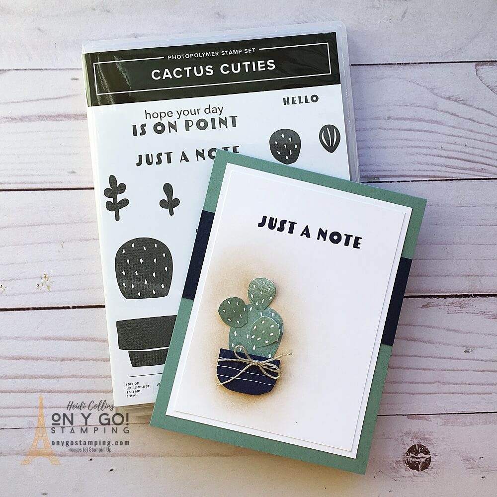 Clean and simple card design using the Cactus Cuties stamp set from Stampin' Up! This is a great gender neutral card that is good for guys or anyone!