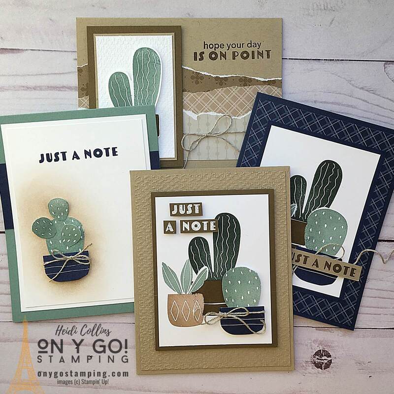 Masculine card ideas using the Cactus Cuties stamp set from Stampin' Up! Easy to make cards in neutral colors. Includes a video tutorial and complete supply list.