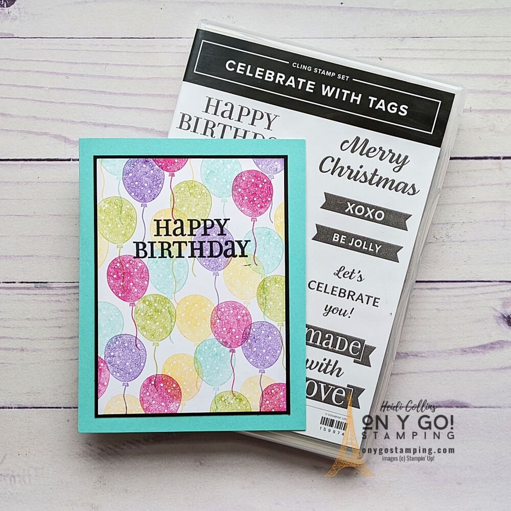 This handmade birthday card is so quick and easy to make! It uses just stamps, ink, and paper. The stamp set is the Celebrate with Tags set from Stampin' Up!®