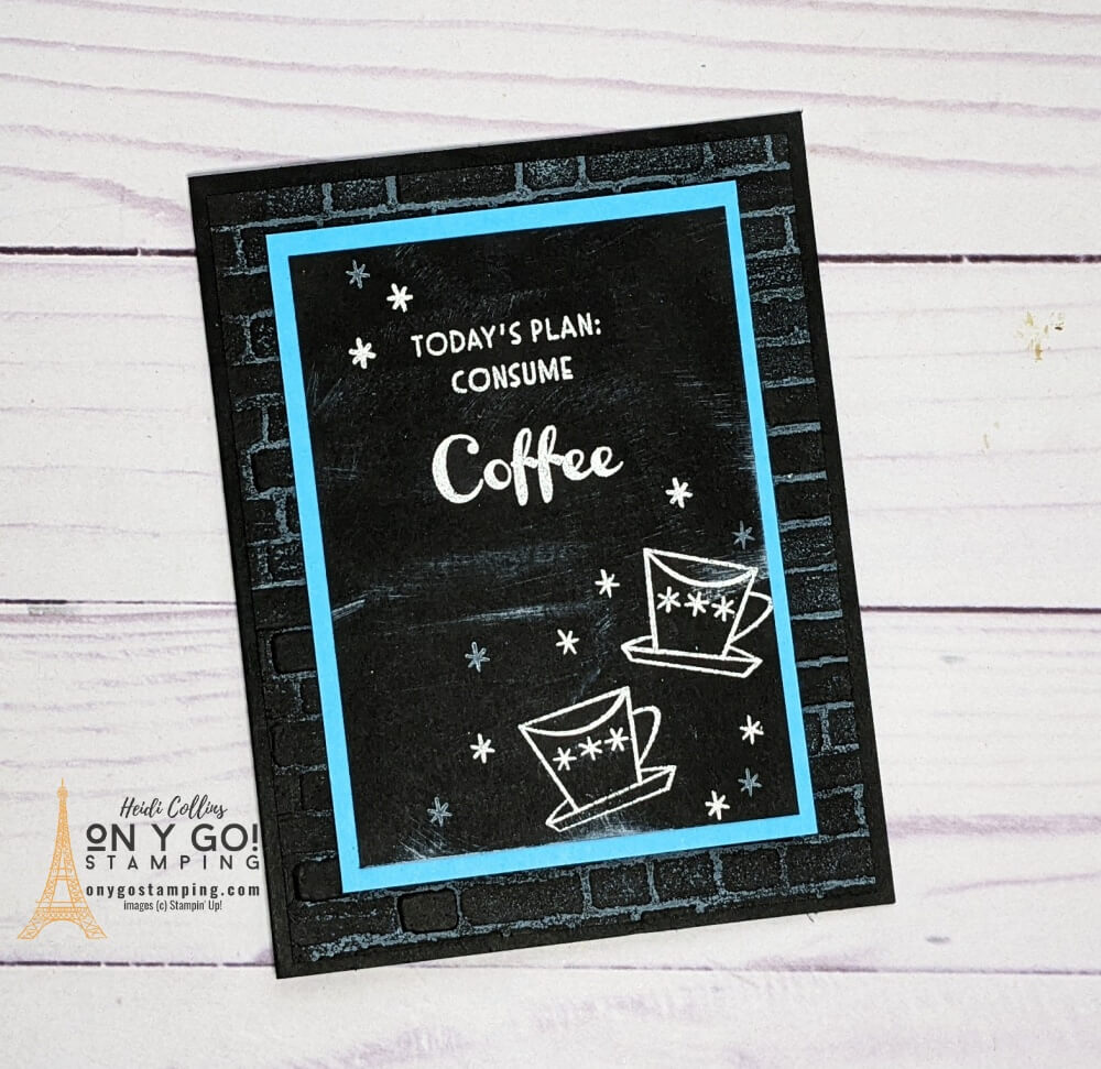 Create a fun café inspired card using the chalkboard technique and the Nothing's Better Than stamp set from Stampin' Up! Visit my website for a free downloadable quick-reference guide for the technique, supply lists, and video tutorial!