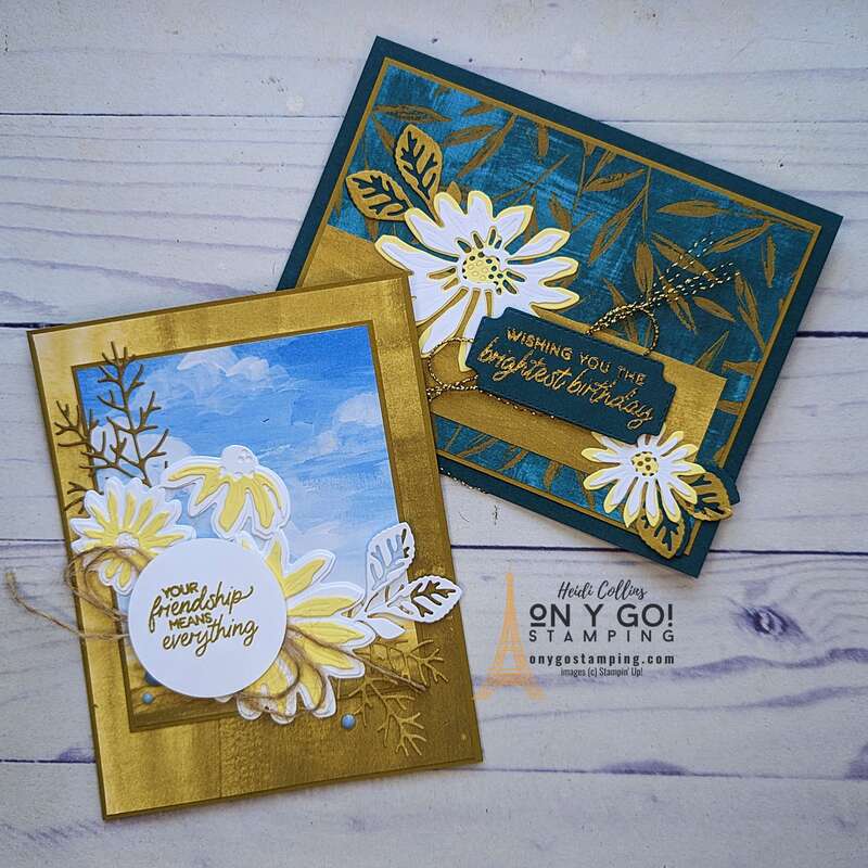 Experience the joy of DIY and express your creativity through handmade cards. Dive into the world of patterns and colors with our Fresh as a Daisy patterned paper. The cheerful Daisies stamp set from Stampin' Up! will bring your designs to life and delight anyone who receives them! Don't worry if you're a beginner, we've got you covered! Tap into your artistic side - no experience necessary. Harness the art of card-making and be inspired to create your own unique work of art. Ready to start? Click to watch our step-by-step video tutorial.