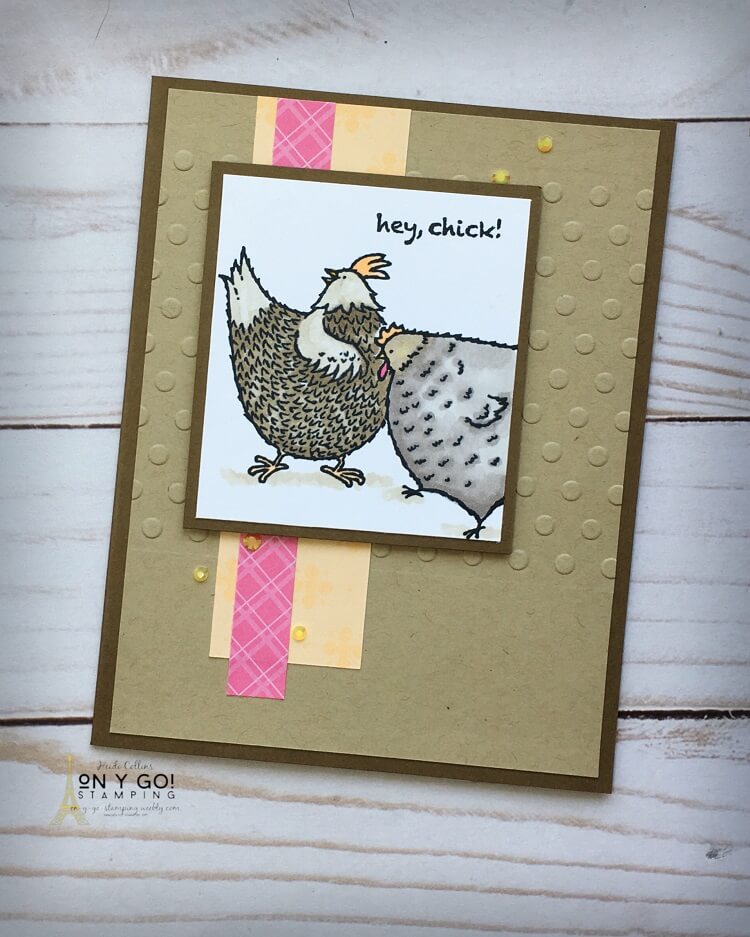 Fun card idea with chickens! If you love chickens, this card is for you! Make this simple handmade card with the Hey Chick stamp set and Stampin' Blends alcohol markers from Stampin' Up1