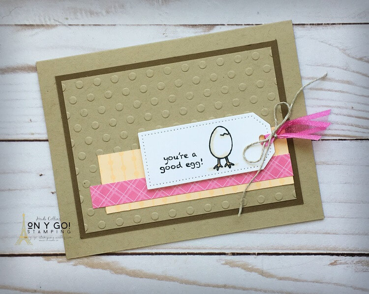 Cute idea for a handmade card that would be a perfect baby card for a new mom. This cute little hatching egg comes from the Hey Chick stamp set from Stampin' Up!