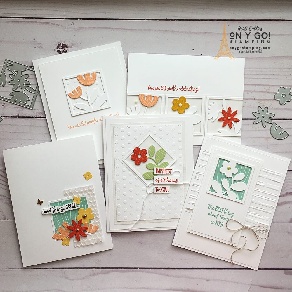 Use the All Squared Away stamp set from Stampin' Up! to create gorgeous clean and simple cards. Get the cutting dimensions and supply lists on my website.
