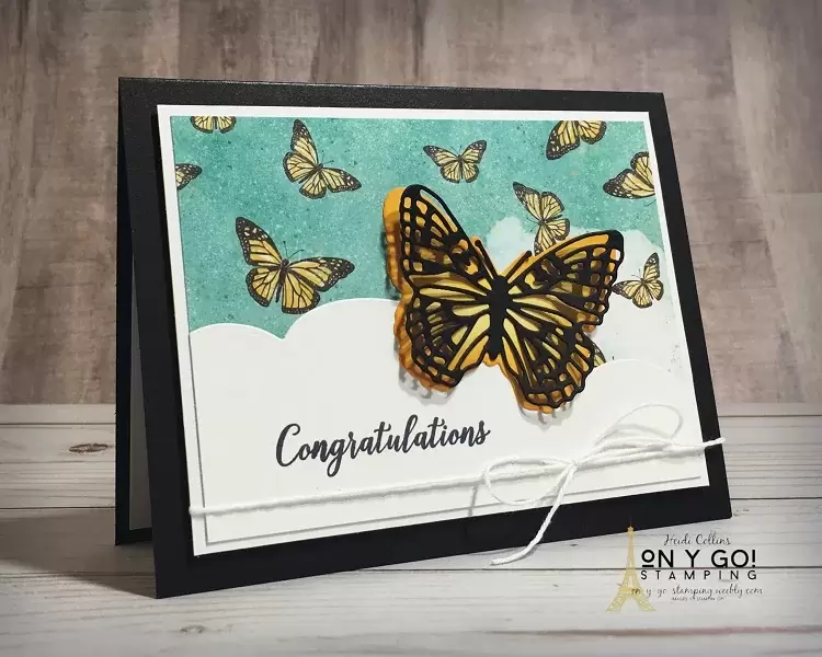 Easy congratulations card that would be perfect as a graduation card, wedding card, or baby card. This handmade card idea uses the Butterfly Brilliance collection and Happy Thoughts stamp set from Stampin' Up!