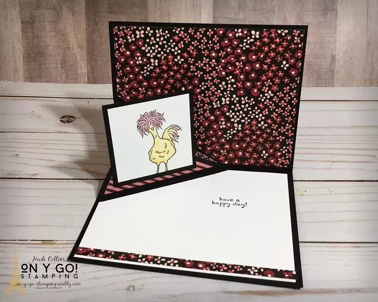Pop up chick on a corner flip fun fold card using the Hey Chick stamp set from Stampin' Up!