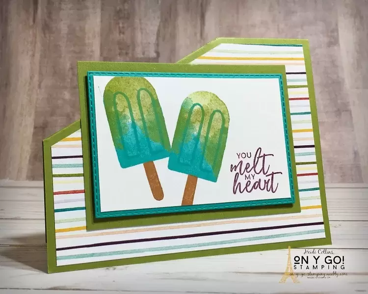 Valentine's card with the Sweet Ice Cream stamp set from Stampin' Up! and a fun fold surprise.