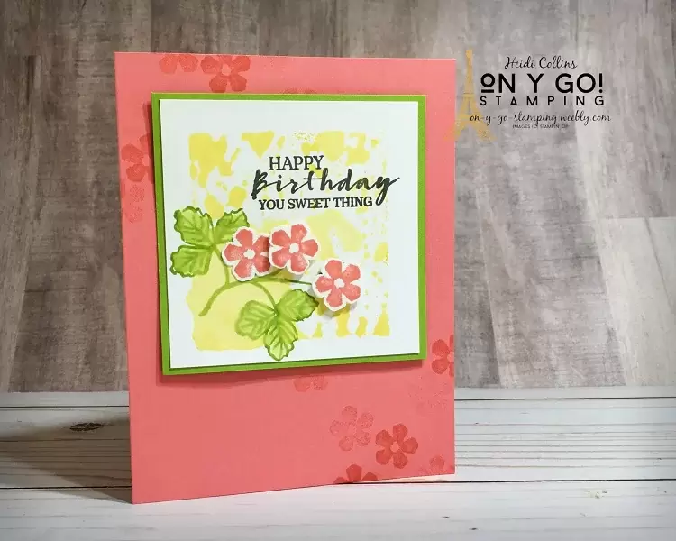 Sweet Strawberry birthday card idea using a simple water color technique and supplies from Stampin' Up!
