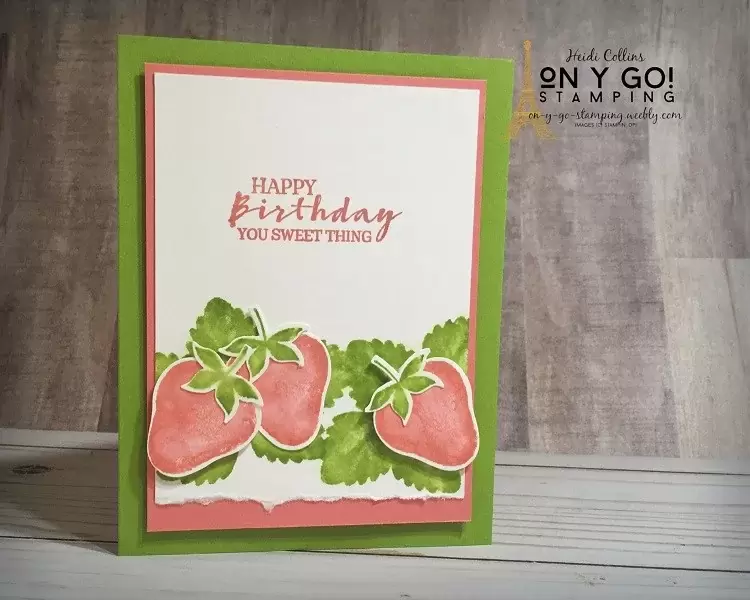 Easy birthday card idea using the Sweet Strawberry stamp set from Stampin' Up! and simple watercoloring techniques.